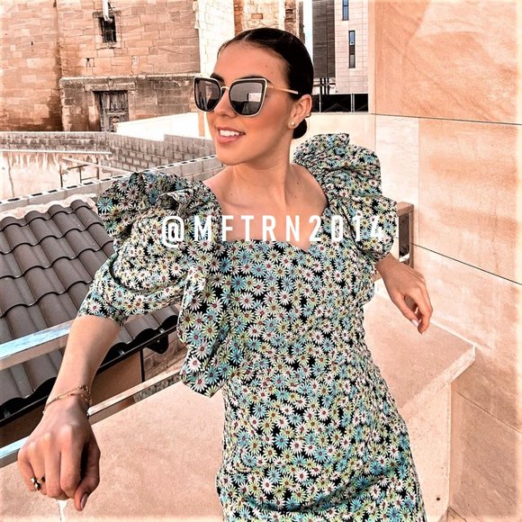 ZARA Floral Printed Dress with Ruffles - Picture 6 of 16